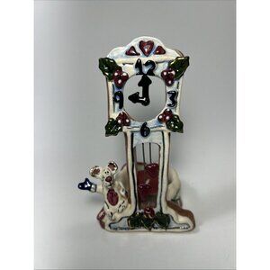 Heather Goldmine Blue Sky Clayworks Hickory Dickory Dock Christmas Candle Holder